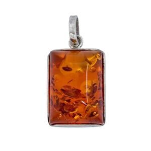 Vintage Sterling Silver 925 Amber Pendant